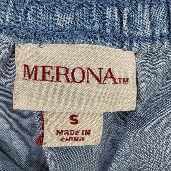 Womens Merona Blue 100% Lyocell Skirt Elastic Waist Drawstring w/ Pockets Size S - Picture 3 of 8